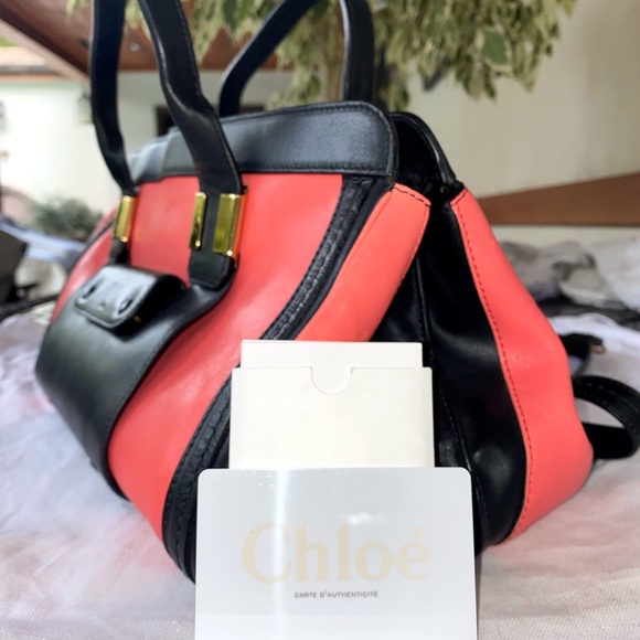 CHLOÈ Pink Leather Colorblock Alice Satchel Bag - Picture 7 of 8